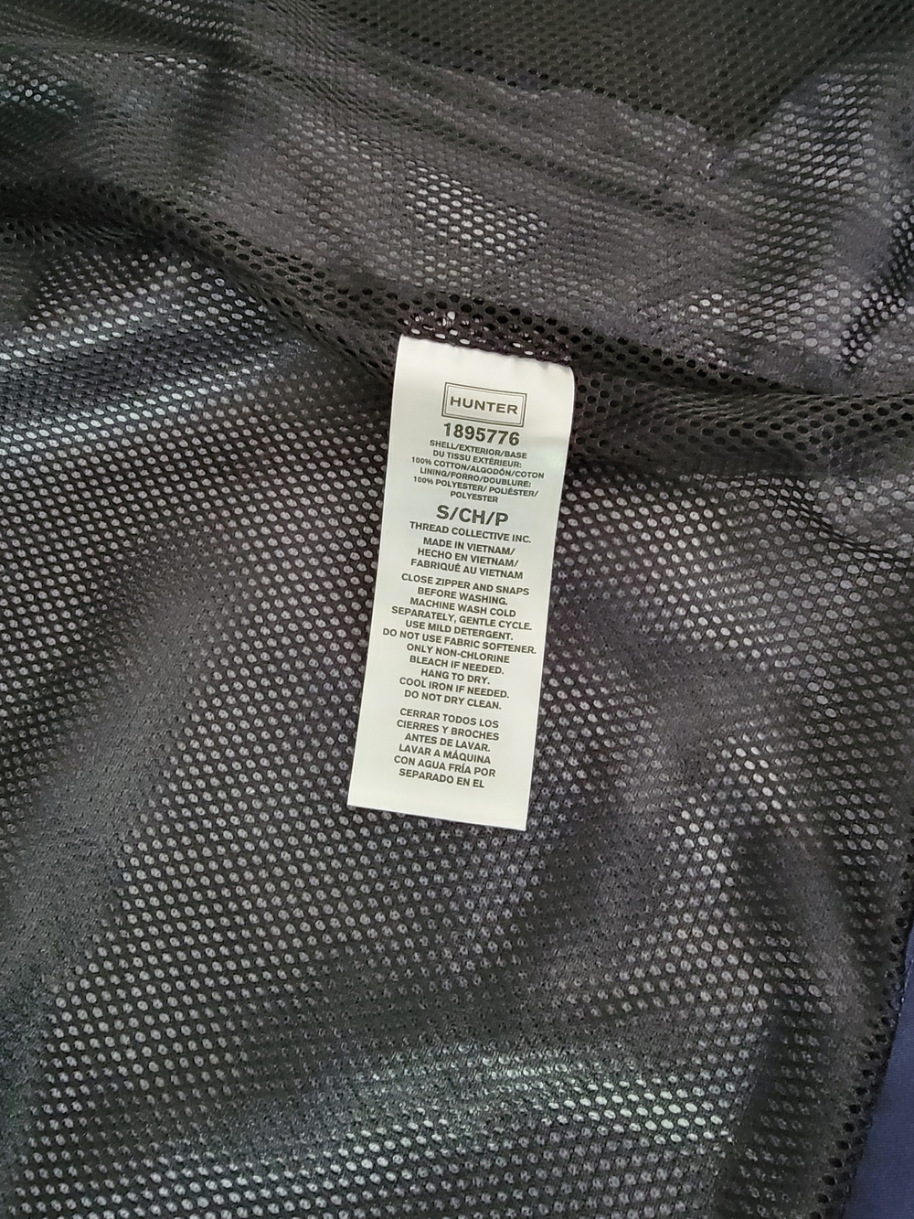 Hunter Cinched Waist Navy Hooded Rain Jacket Small - Picture 11 of 12